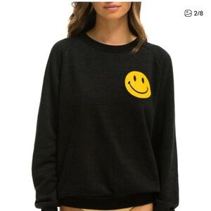 Aviator Nation Black Smiley Crewneck Sweater